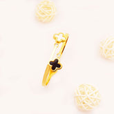 Dual Clover Charm Bangle with Crystal Accents